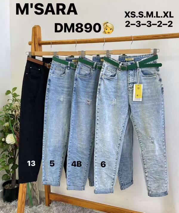 Spodnie damskie jeansy Roz XS-XL, 1 Kolor Paczka 10 szt