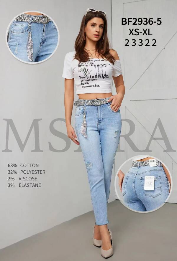Spodnie damskie jeansy Roz XS-XL, 1 Kolor Paczka 12 szt