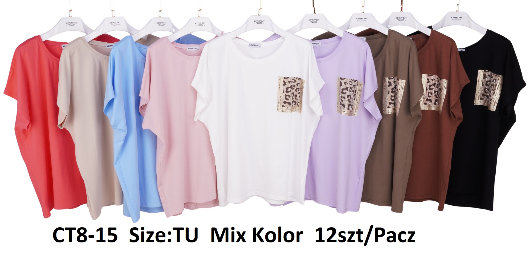 Bluzki damskie Roz Standard, Mix kolor Paczka 12 szt