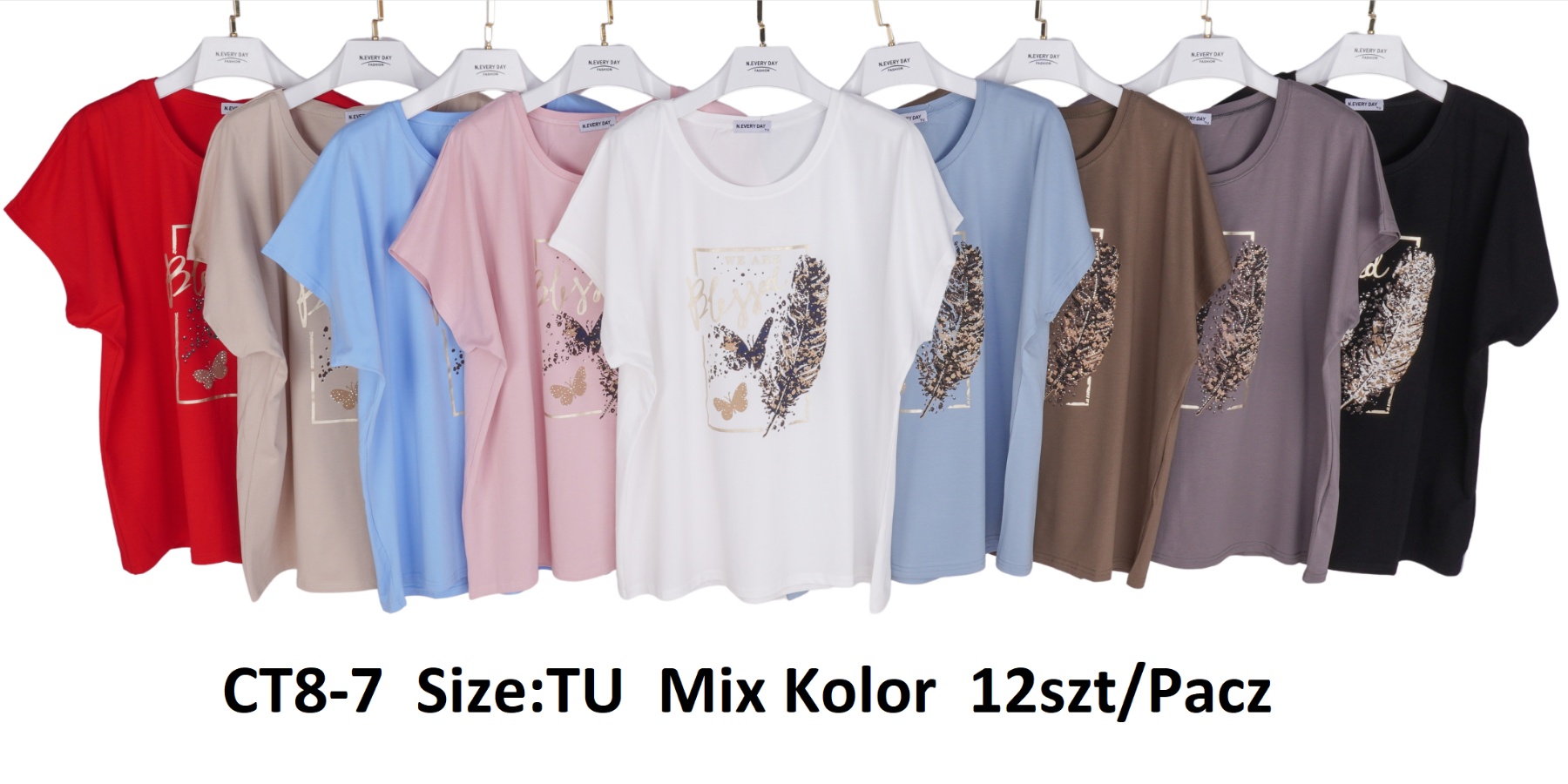 Bluzki damskie Roz Standard, Mix kolor Paczka 12 szt
