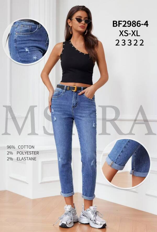 Spodnie damskie jeansy Roz XS-XL, 1 Kolor Paczka 12 szt