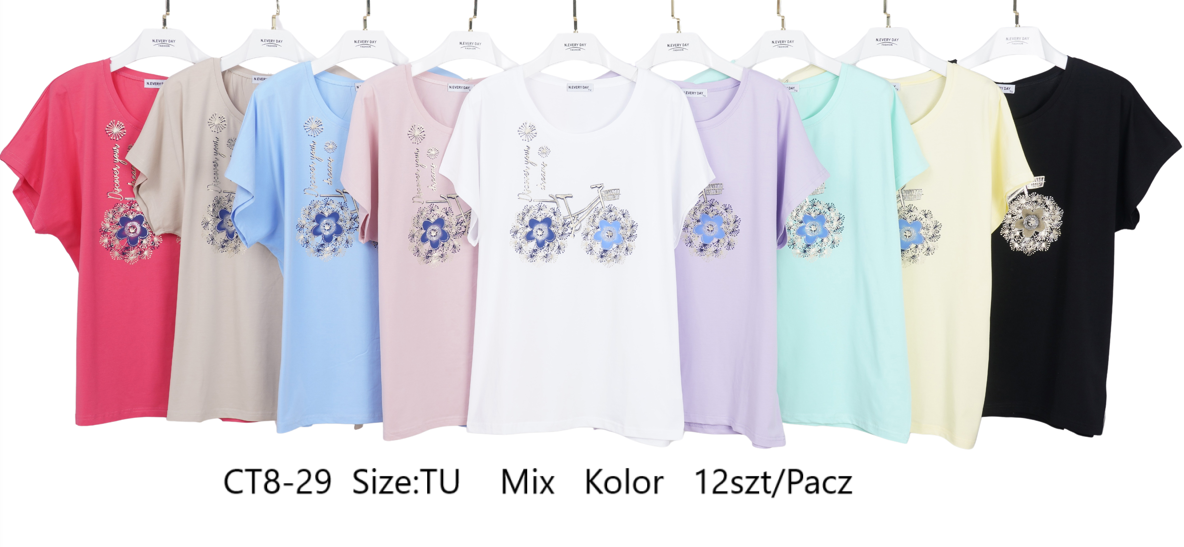 Bluzki damskie Roz Standard, Mix kolor Paczka 12 szt