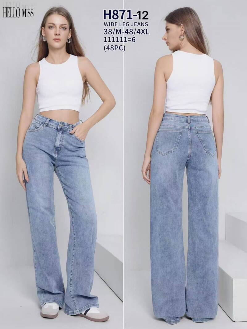 Spodnie damskie jeans Roz 38-48. 1 Kolor .Paczka 12 szt
