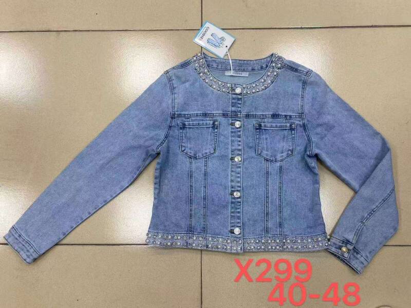 Kurtki damskie jeansy  Roz 40-48. 1 Kolor .Paczka 10 szt
