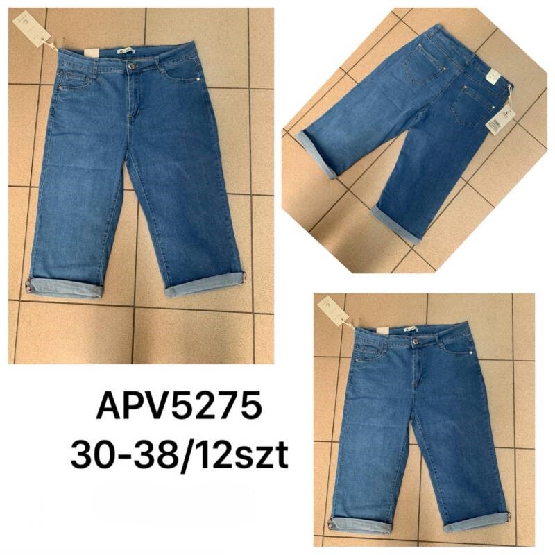 Rybaczki damskie jeansy Roz 30-38, 1 Kolor Paczka 12 szt