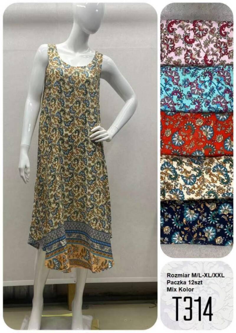 Sukienki damskie Roz M/L-XL-2XL, Mix Kolor .Paczka 12 szt