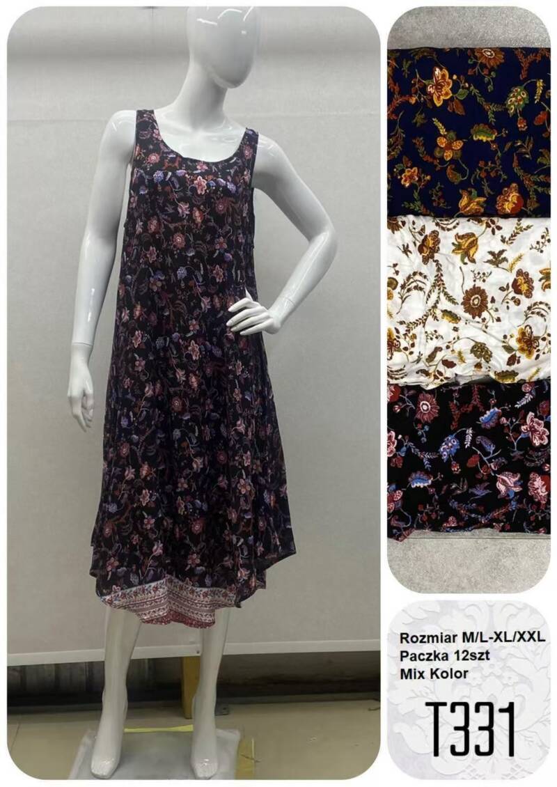 Sukienki damskie Roz M/L-XL-2XL, Mix Kolor .Paczka 12 szt