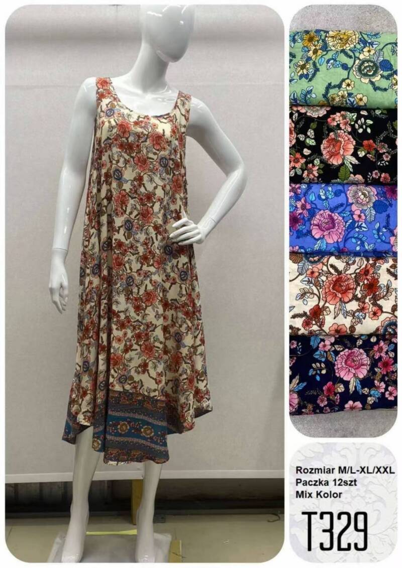 Sukienki damskie Roz M/L-XL-2XL, Mix Kolor .Paczka 12 szt