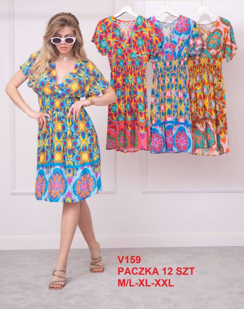 Sukienki damskie Roz M/L-XL-2XL, Mix Kolor .Paczka 12 szt