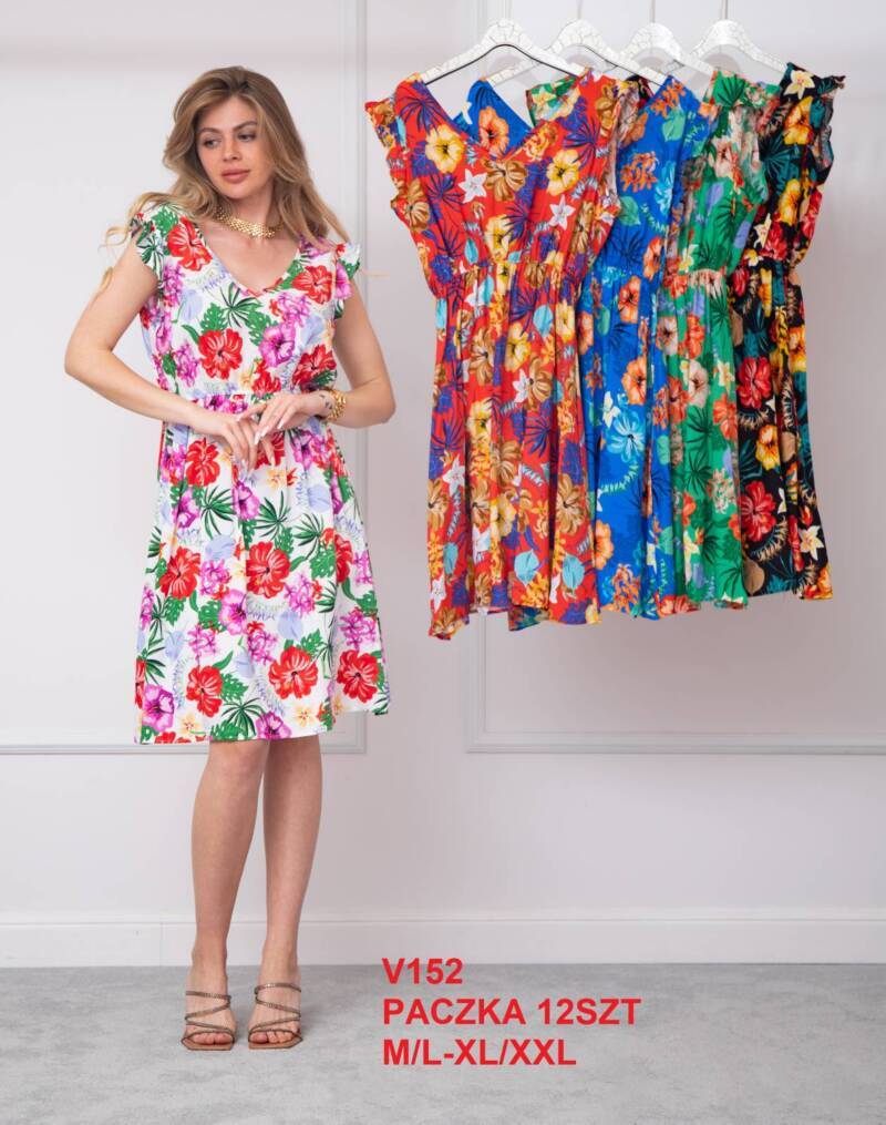 Sukienki damskie Roz M/L-XL-2XL, Mix Kolor .Paczka 12 szt