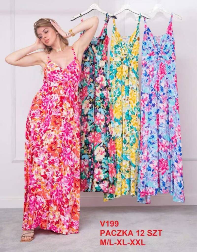 Sukienki damskie Roz M/L-XL-2XL, Mix Kolor .Paczka 12 szt