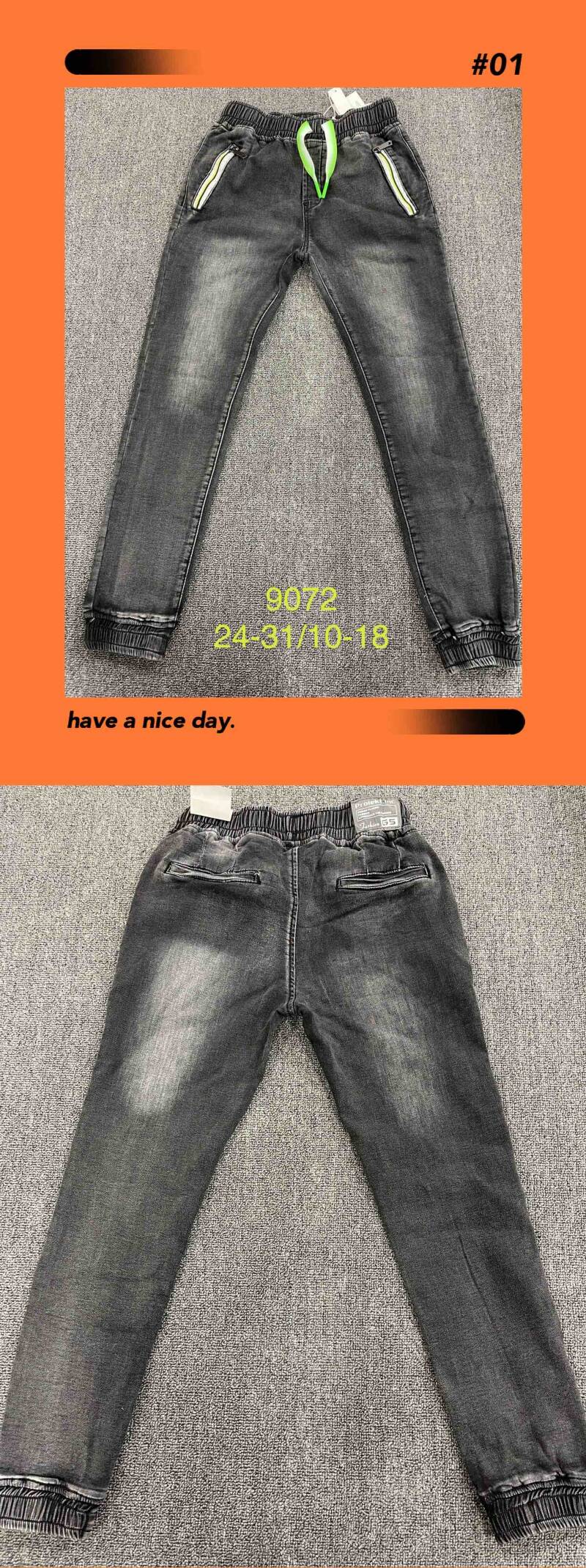 Spodnie chłopięca jeans Roz 10-18, 1 Kolor .Paczka 10 szt