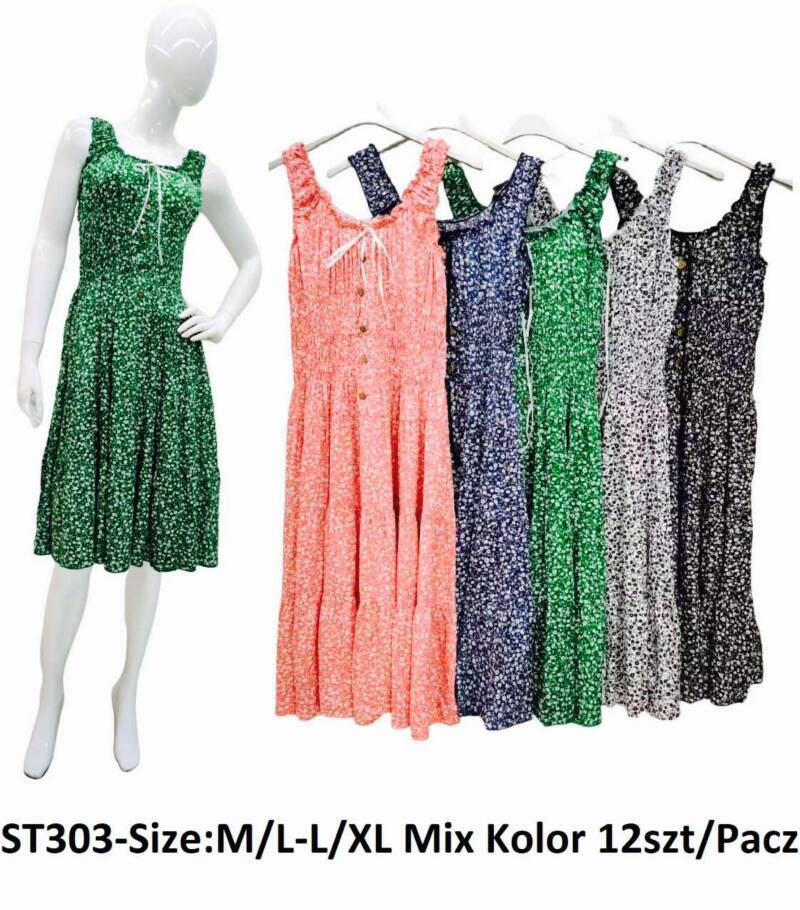 Sukienki damskie Roz M/L-L-XL, Mix Kolor .Paczka 12 szt