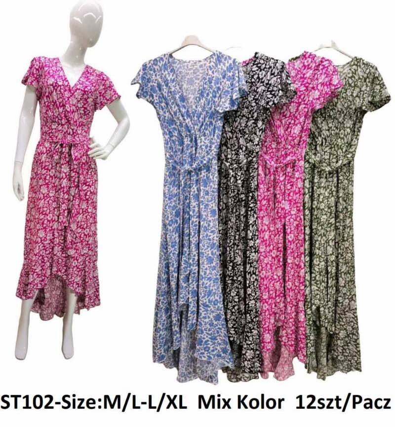 Sukienki damskie Roz M/L-L-XL, Mix Kolor .Paczka 12 szt