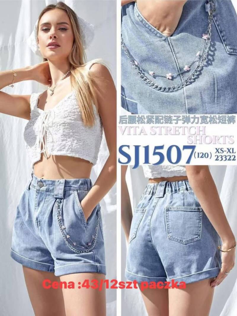 Szorty damskie jeans Roz XS-XL, 1 Kolor .Paczka 12 szt