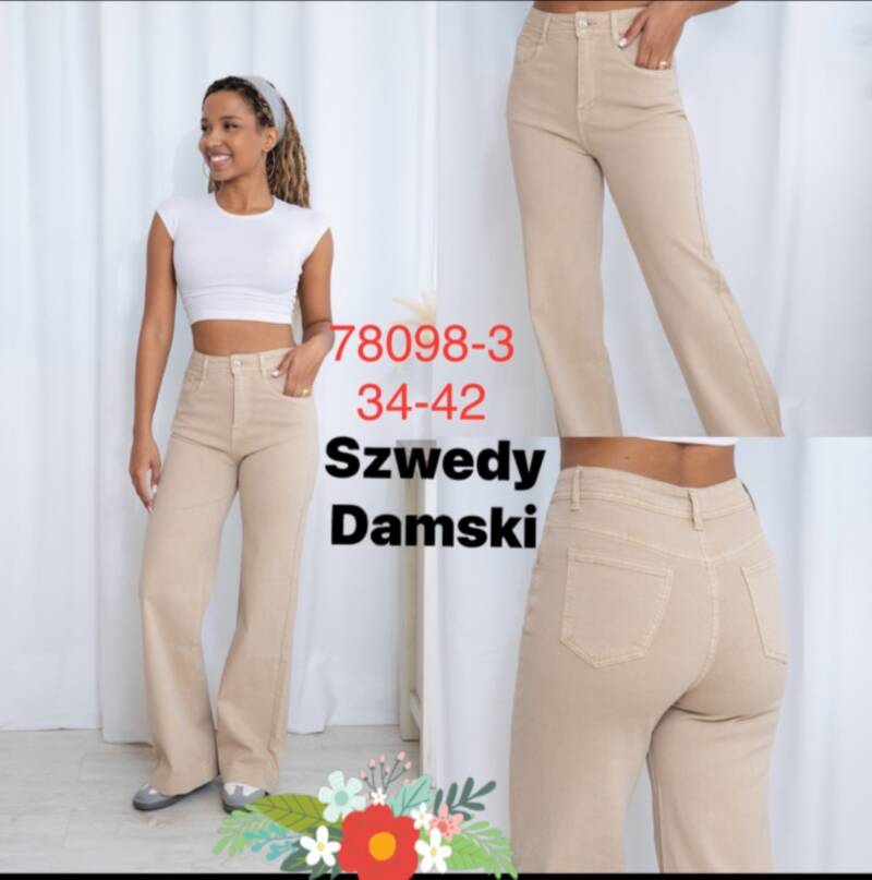 Spodnie damskie jeans Roz 34-42, 1 Kolor .Paczka 10 szt