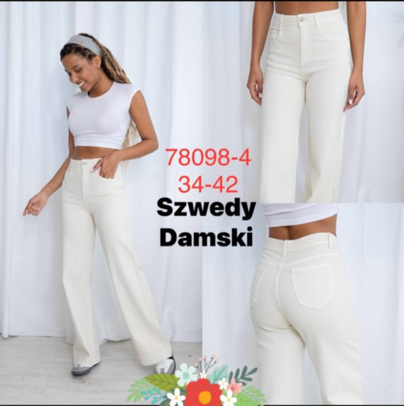 Spodnie damskie jeans Roz 34-42, 1 Kolor .Paczka 10 szt