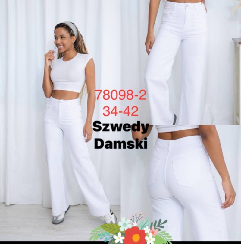 Spodnie damskie jeans Roz 34-42, 1 Kolor .Paczka 10 szt