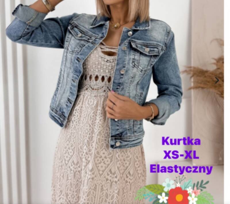 Kurtki damskie jeansy Roz XS-XL, 1 Kolor .Paczka 10 szt