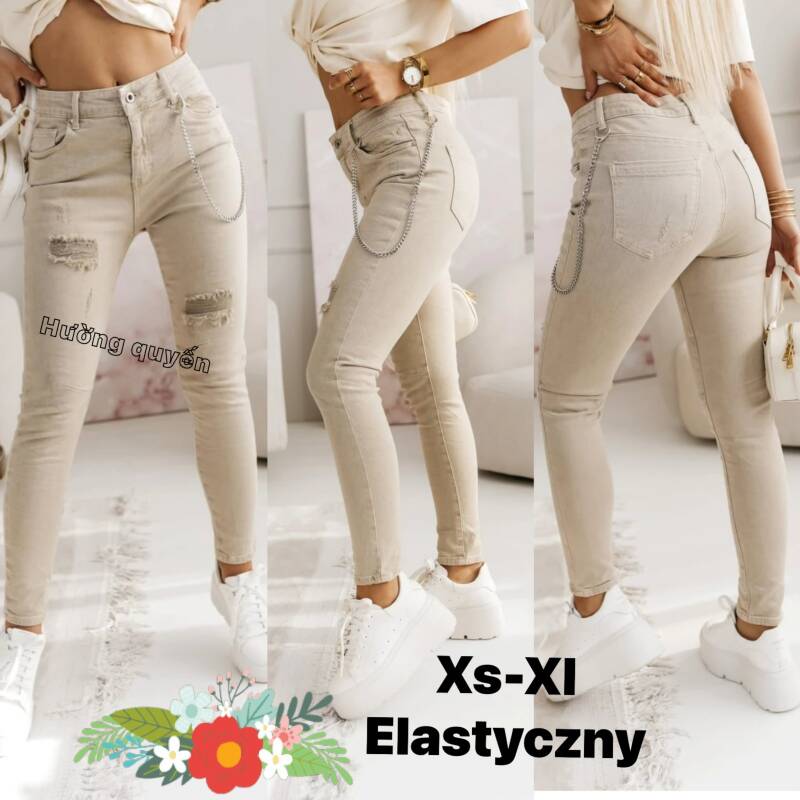 Spodnie damskie jeans Roz XS-XL, 1 Kolor .Paczka 12 szt
