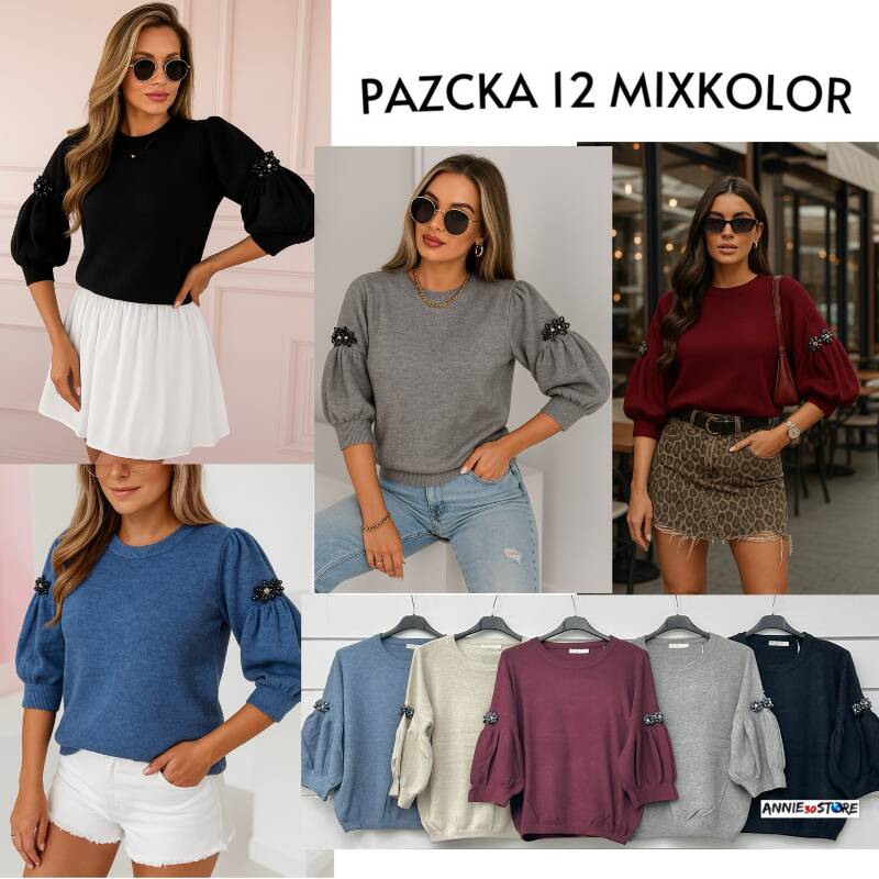 Bluzki damskie (Włoskie produkt) Roz Standard, Mix Kolor Paczka 12 szt