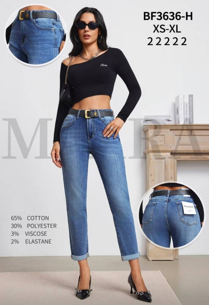 Spodnie jeansy damskie Roz XS-XL, 1 Kolor Paczka 10 szt