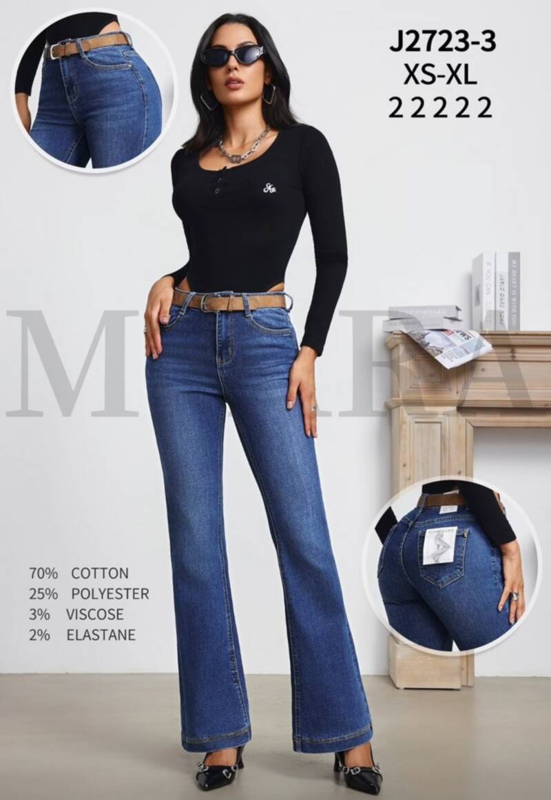 Spodnie jeansy damskie Roz XS-XL, 1 Kolor Paczka 10 szt
