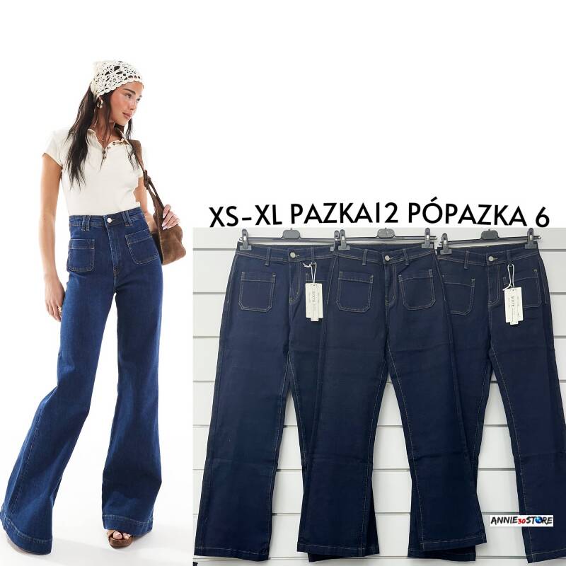 Spodnie damskie jeansy (Włoskie produkt) Roz XS-XL, 1 Kolor Paczka 6 szt