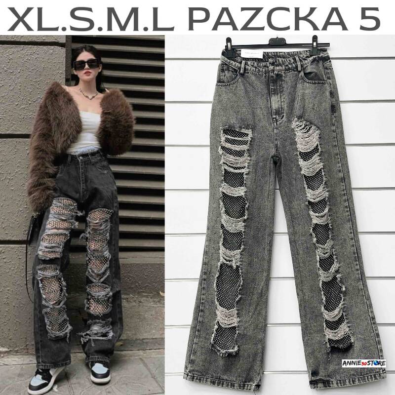 Spodnie damskie jeansy (Włoskie produkt) Roz S/M-L/XL , 1 Kolor Paczka 5 szt