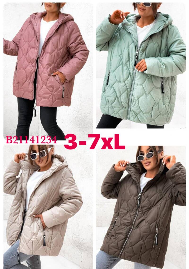  Kurtki damskie zimowe Roz 3XL-7XL, 1 Kolor Paczka 5 szt