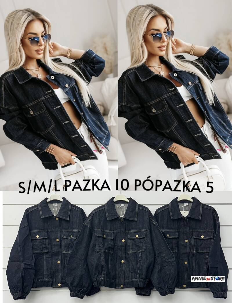 Kurtki damskie jeansy (Włoskie produkt) Roz S/M-L/XL , 1 Kolor Paczka 6 szt