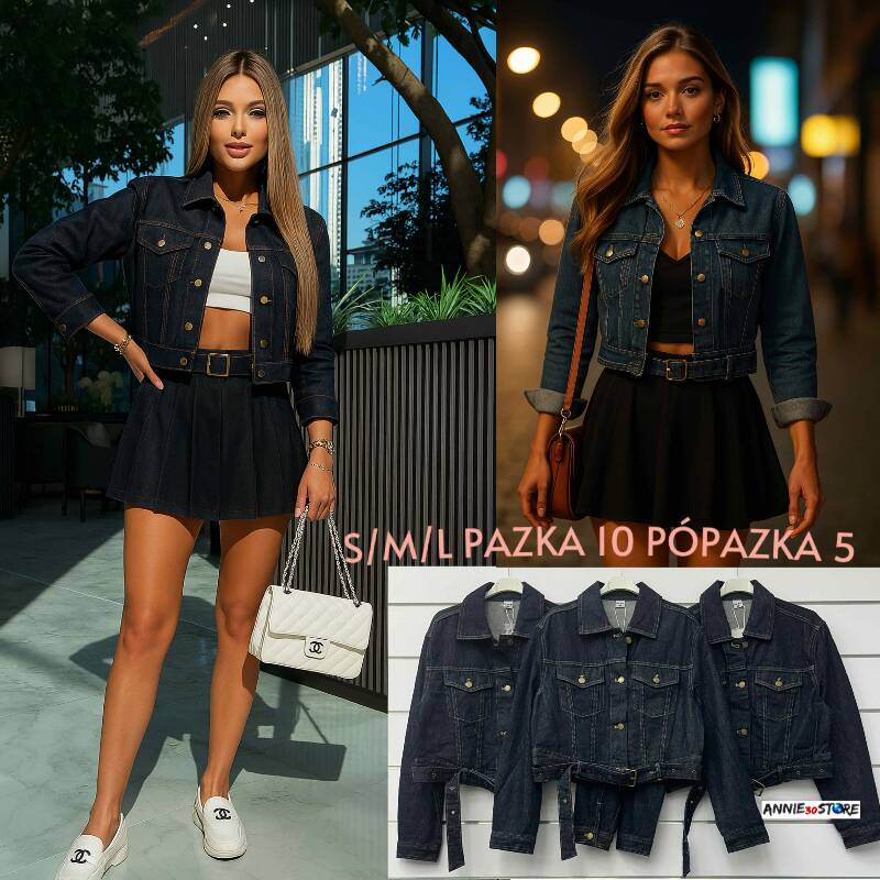 Kurtki damskie jeansy (Włoskie produkt) Roz S/M-L/XL , 1 Kolor Paczka 5 szt