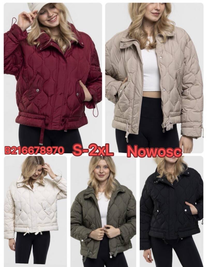  Kurtki damskie zimowe Roz S-2XL, 1 Kolor Paczka 5 szt