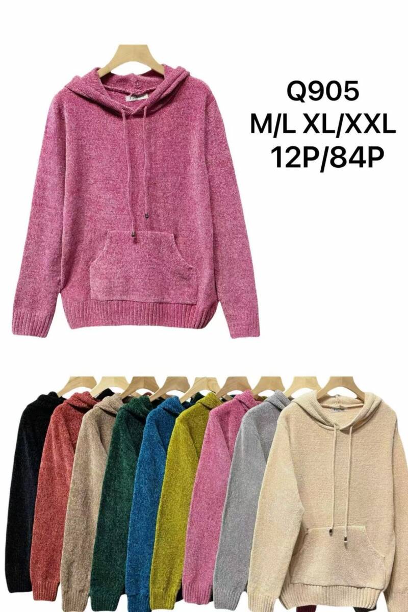 Swetry damskie (Francja produkt) Roz M/L-XL-2XL, Mix Kolor .Paczka 12 szt.
