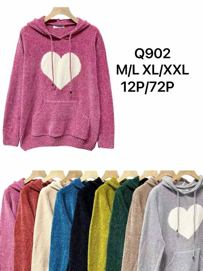 Swetry damskie (Francja produkt) Roz M/L-XL-2XL, Mix Kolor .Paczka 12 szt.