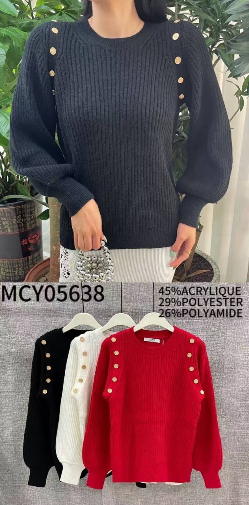 Swetry damskie (Francja produkt) Roz Standard, Mix Kolor .Paczka 12 szt.