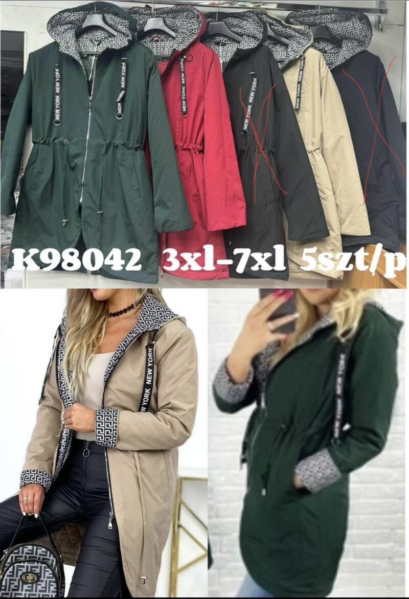 Kurtki damskie cienki Roz 3XL-7XL, 1 Kolor Paczka 5 szt