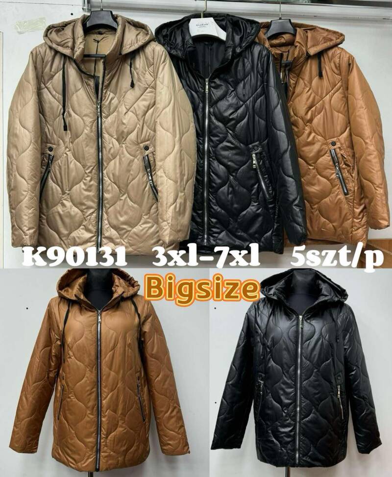 Kurtki damskie zimowe Roz 3XL-7XL, 1 Kolor Paczka 5 szt