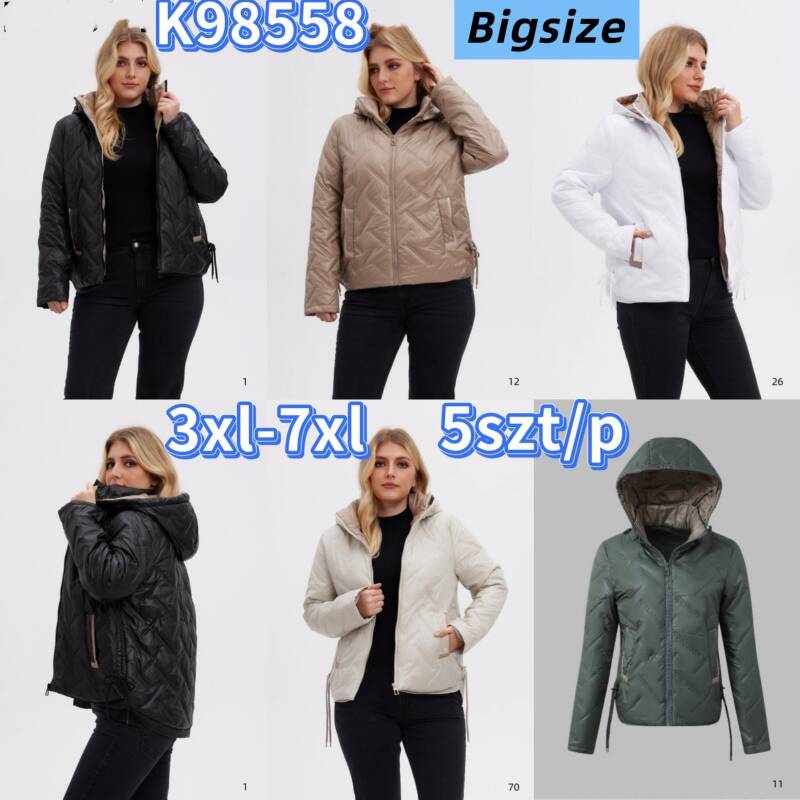 Kurtki damskie zimowe Roz 3XL-7XL, 1 Kolor Paczka 5 szt