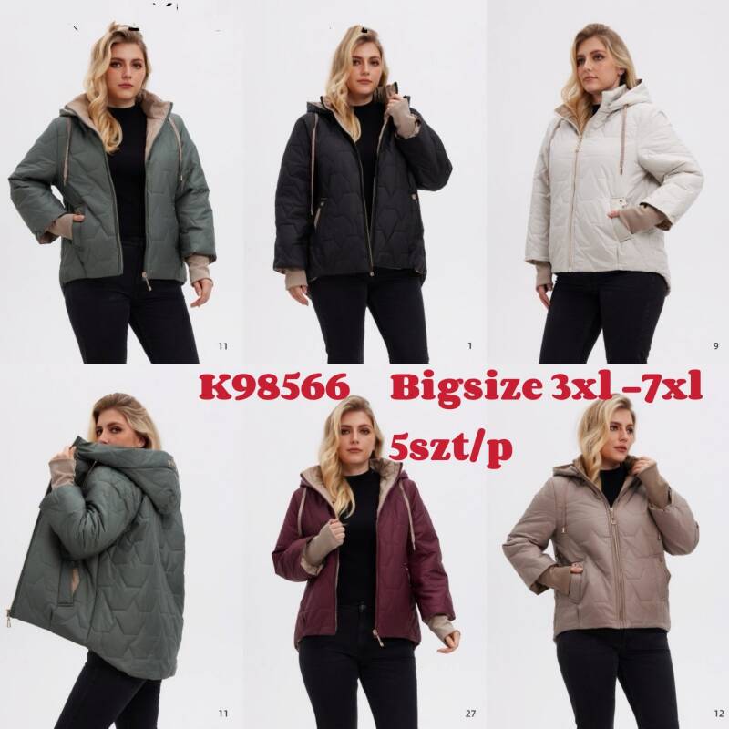 Kurtki damskie zimowe Roz 3XL-7XL, 1 Kolor Paczka 5 szt