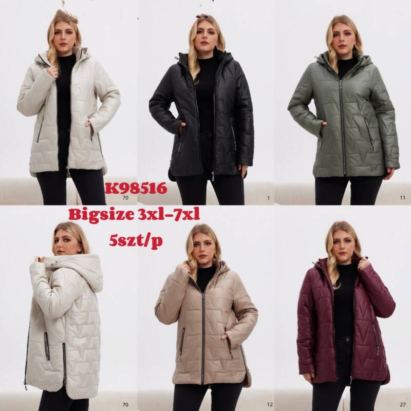 Kurtki damskie zimowe Roz 3XL-7XL, 1 Kolor Paczka 5 szt