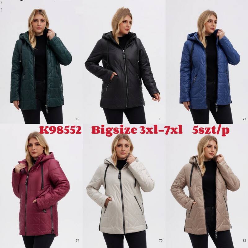 Kurtki damskie zimowe Roz 3XL-7XL, 1 Kolor Paczka 5 szt