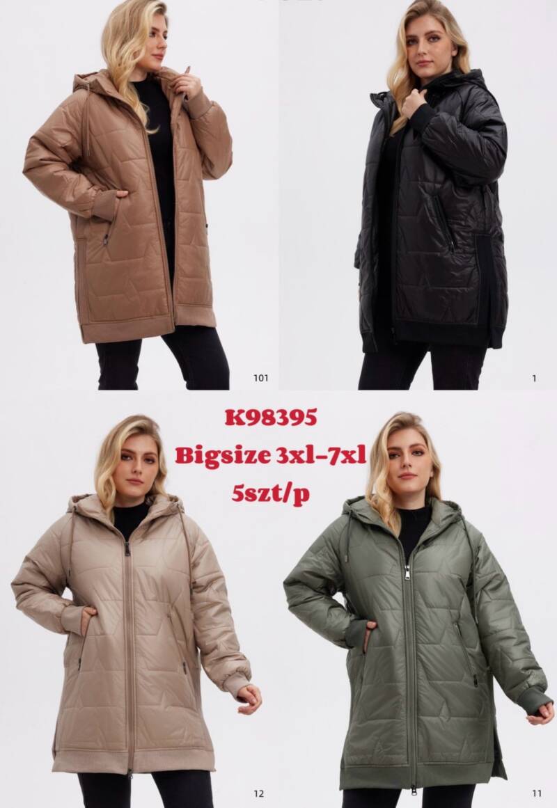 Kurtki damskie zimowe Roz 3XL-7XL, 1 Kolor Paczka 5 szt