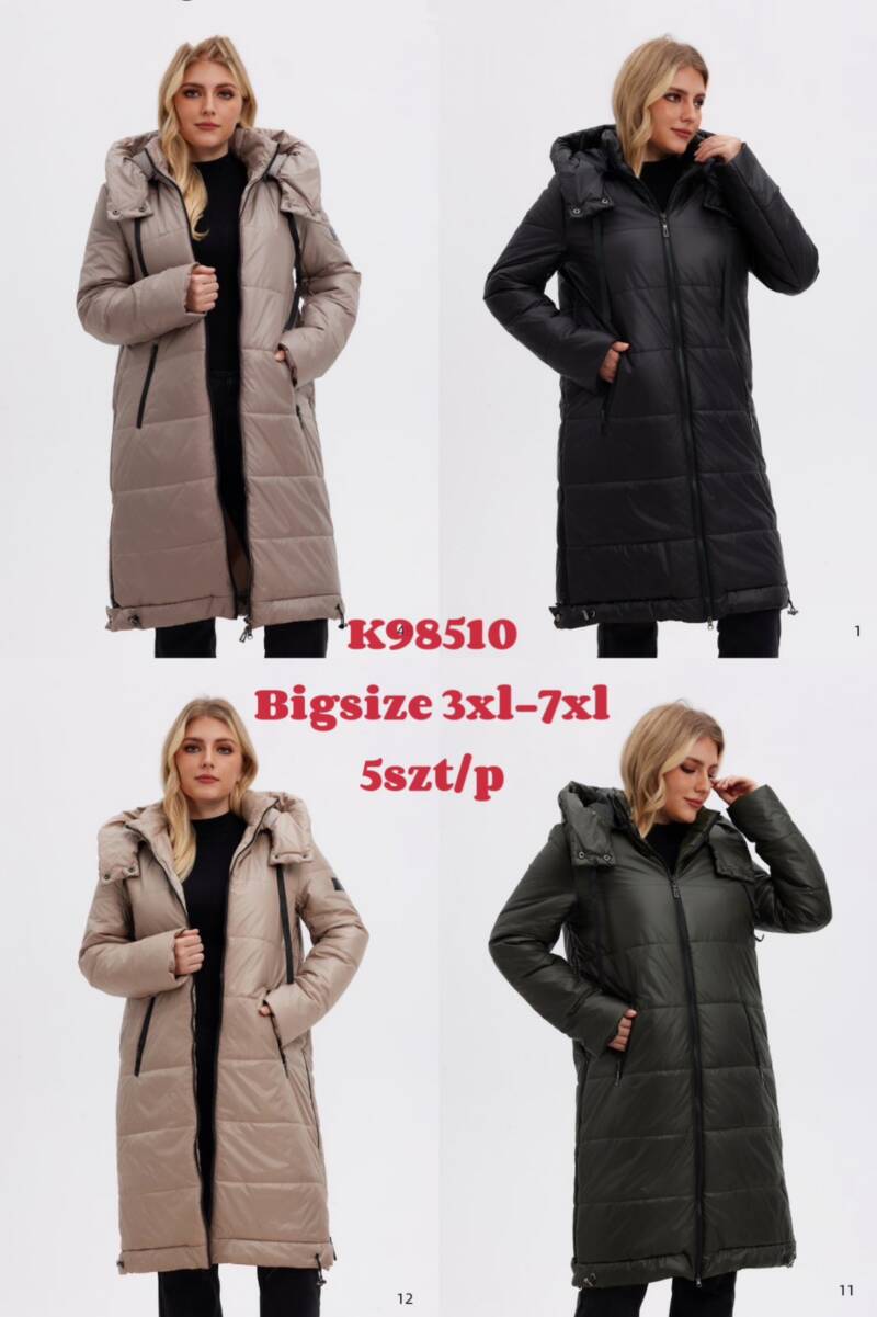 Kurtki damskie zimowe Roz 3XL-7XL, 1 Kolor Paczka 5 szt
