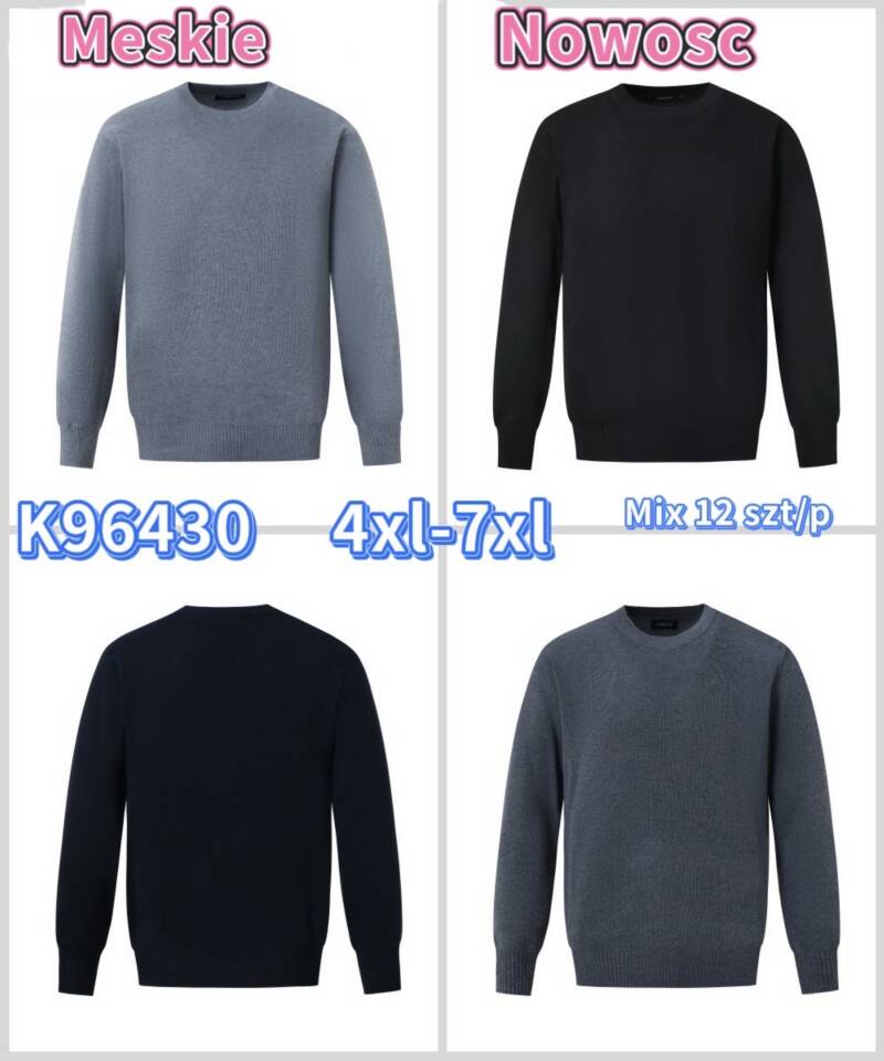 Swetry męska Roz 4XL-7XL, Mix Kolor Paczka 12 szt