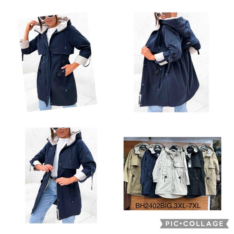 Kurtki damskie cienki Roz 3XL-7XL, 1 Kolor Paczka 5 szt