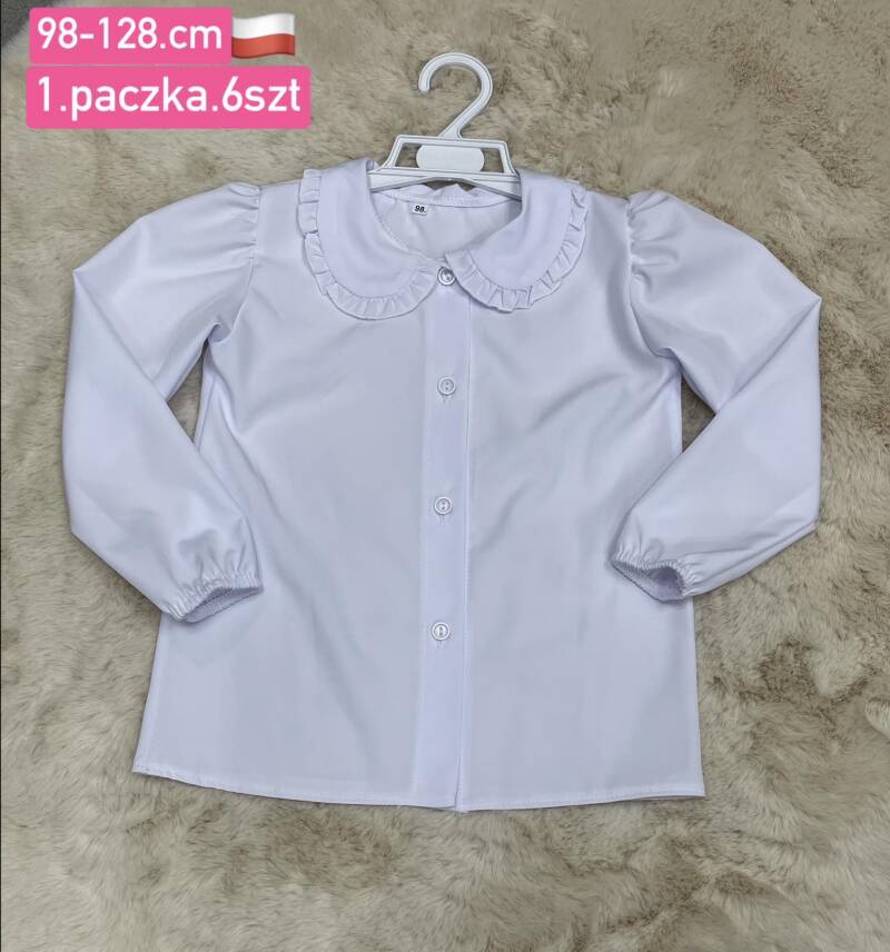 Koszule dziewczęca Roz 98-128, 1 kolor Paczka 6 szt