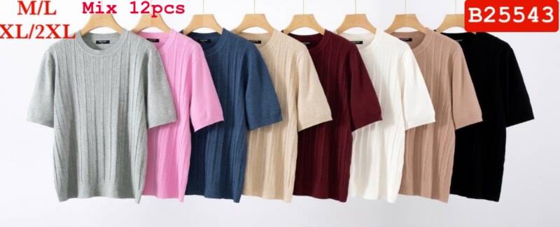 Bluzki damskie Roz M/L-XL-2XL, Mix Kolor .Paczka 12 szt.