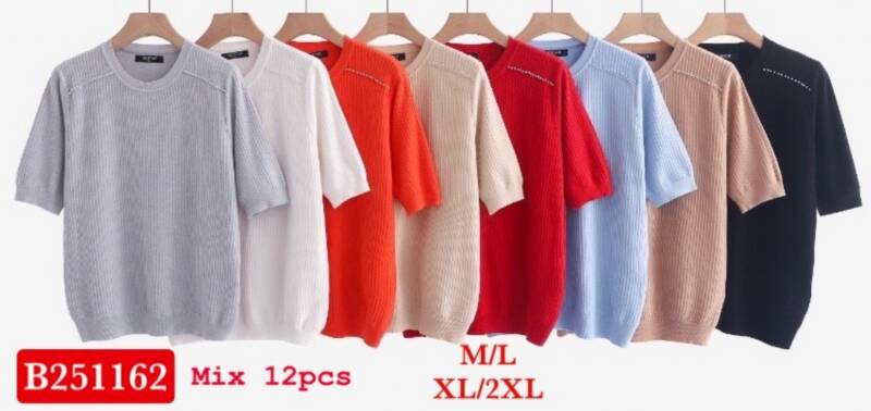 Bluzki damskie Roz M/L-XL-2XL, Mix Kolor .Paczka 12 szt.