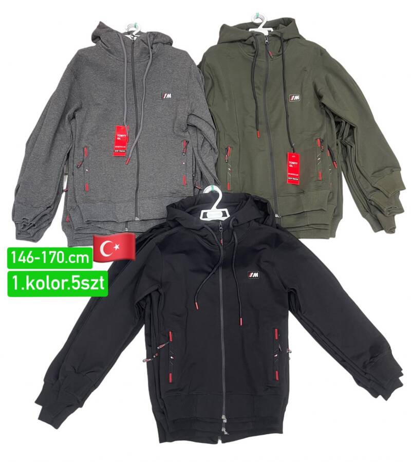Bluzy Chłopięca Roz 146-170, 1 kolor Paczka 5  szt